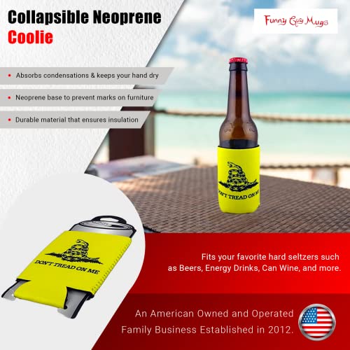 Funny Guy Mugs Don't Tread On Me Yellow Collapsible Neoprene Can Cooler - Drink Cooler