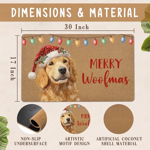 KFXHANGD Christmas Golden Retriever Dog Door Mat - 30x17 inch Outdoor Front Entrance Doormat (Variation: Dog)