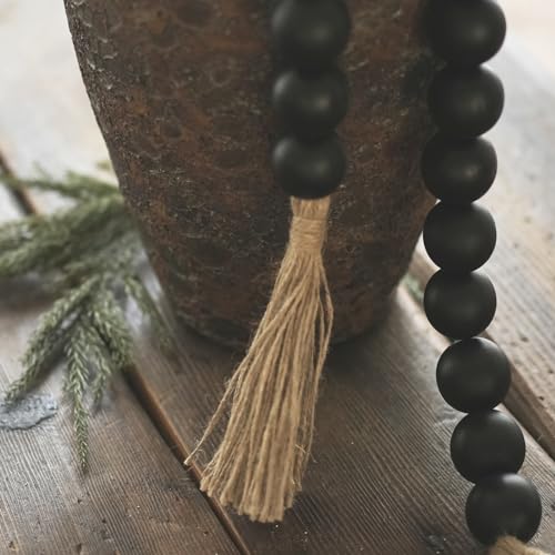Extra Large Wooden Bead Garland - 41 Inch Farmhouse Decor with Tassels