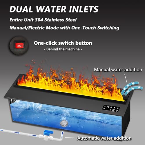 Water Vapor Fireplace Recessed 31.5 Inch with Dual Water System