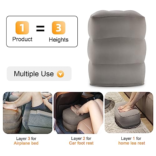 Inflatable Travel Foot Rest Pillow for Kids - Adjustable Leg Support