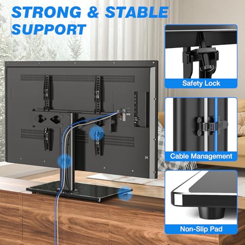 Universal Table Top TV Stand for 27-60 Inch Screens, Height Adjustable
