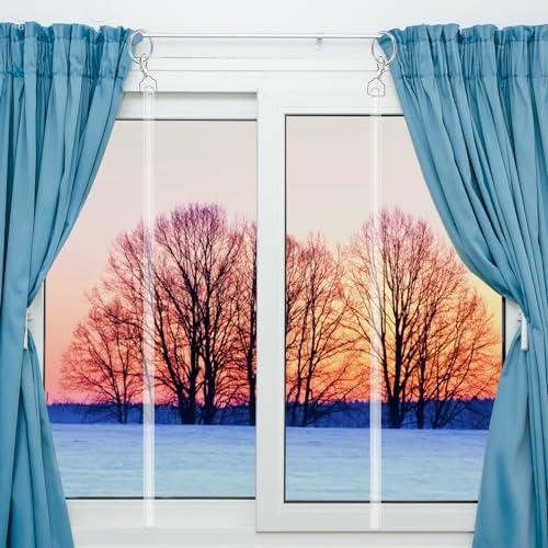 Clear Acrylic Curtain Pull Wand, 36-Inch Drapery Rod with Metal Snap (6 Pack)