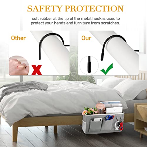 Hanging Bedside Caddy Storage Organizer with Hooks for Bunk Beds & Rails