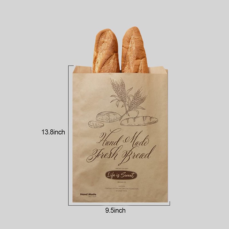 AeKahtay 100pcs Bread Bags for Homemade Bread, 13.8 X 9.5 Inch Large Paper Loaf Bags for Bun Loaves, Eco Friendly Toast Packaging Storage Loaf Bags for Home Kitchen Bakery