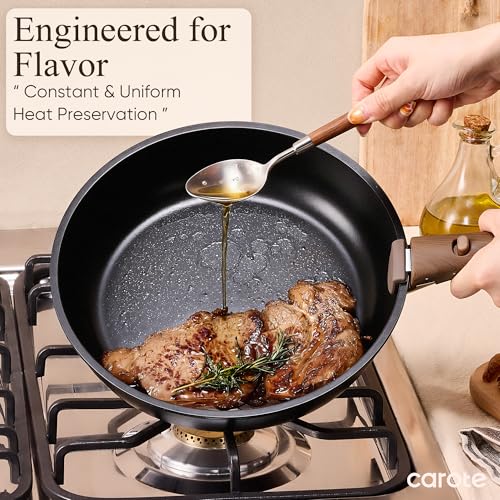 19-Piece Nonstick Cookware Set with Detachable Handles & Lids - Black