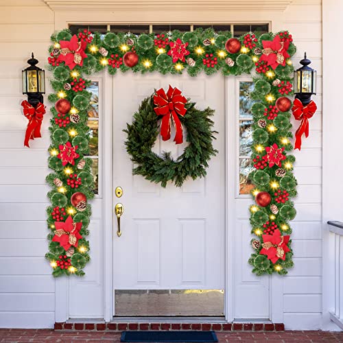 GARITE 9FT Prelit Christmas Garland with Lights - Battery Operated, 6#