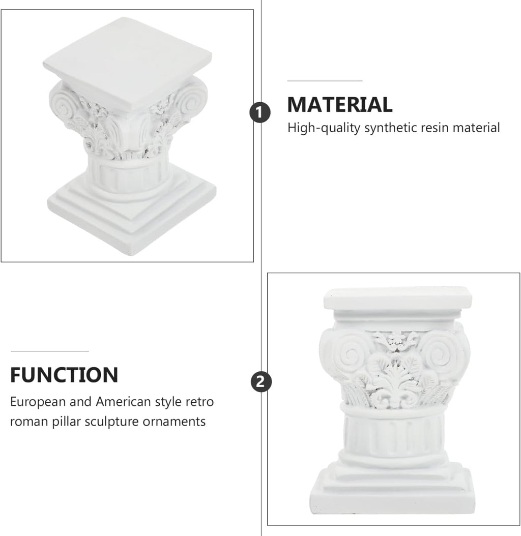 Roman Pillar Statue Decor - Artistic Greek Style Resin Column Sculpture for Home & Garden | 4.52x3.34x3.14 In