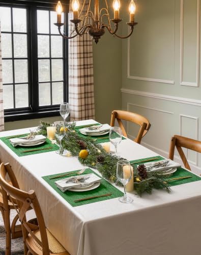 Leetaltree Woven Vinyl Placemats, Set of 12, Christmas Green (C1)
