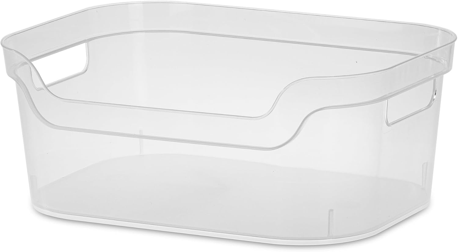 Sterilite Medium Open Scoop Front Storage Bins - Clear with Comfortable Carry Handles | 5.25x9.5x13 Inches (8 Pack)