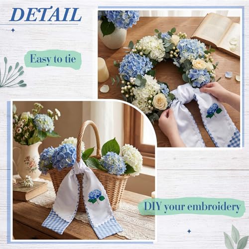 Hydrangea Wreath Sash 2 Piece Set Ric Rac Trim Front Door Decor