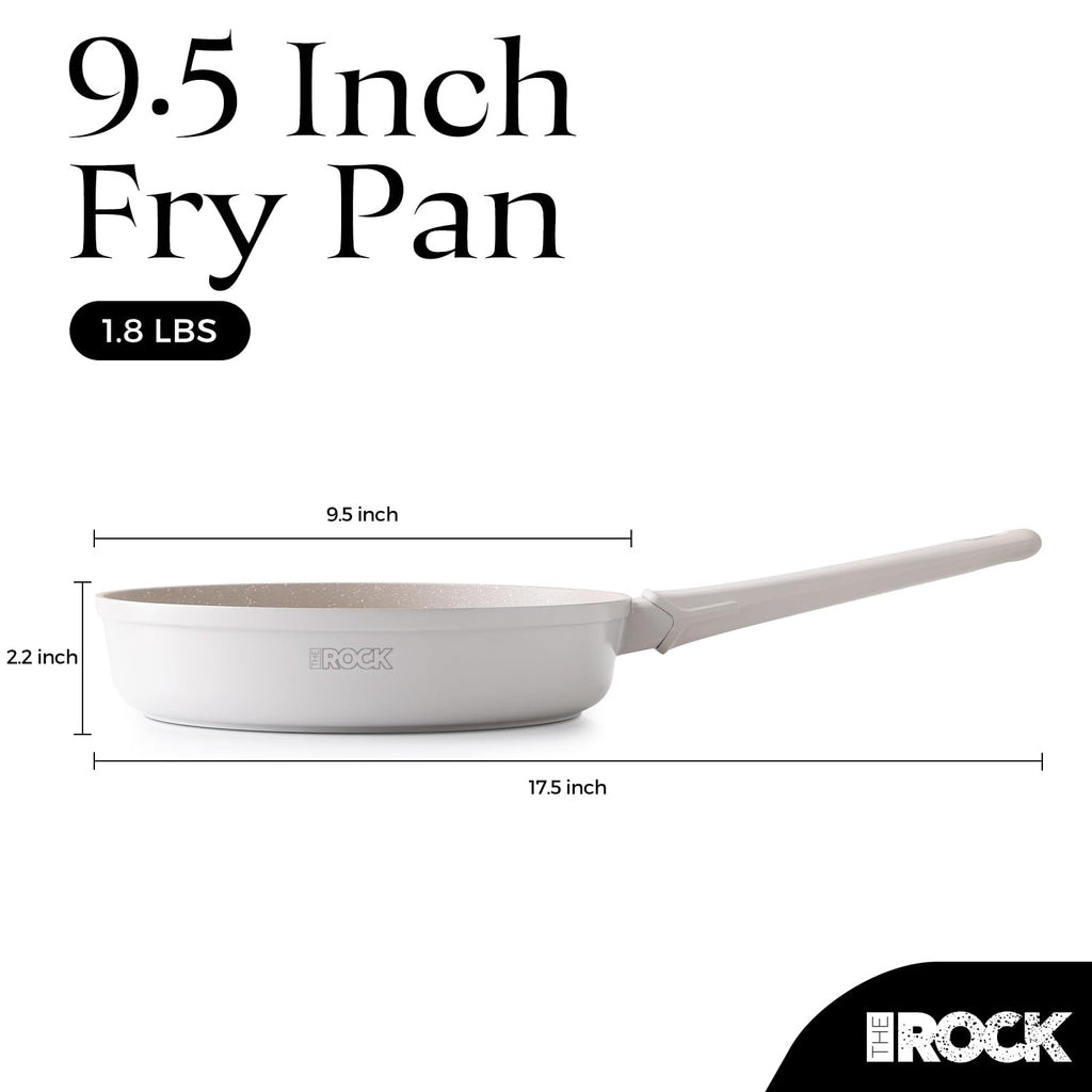 THE ROCK SOHO 9.5-Inch Ceramic Non Stick Frying Pan – Nothing Sticks, Never Warps, Lasts Longer, Non Toxic Skillet with Heat-Resistant Handle, PTFE PFOA & PFAS Free, Oven & Dishwasher Safe, Cream