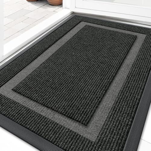 Heavy-Duty Front Door Mat - Low-Profile Rubber Entryway Doormat (29.5x17)