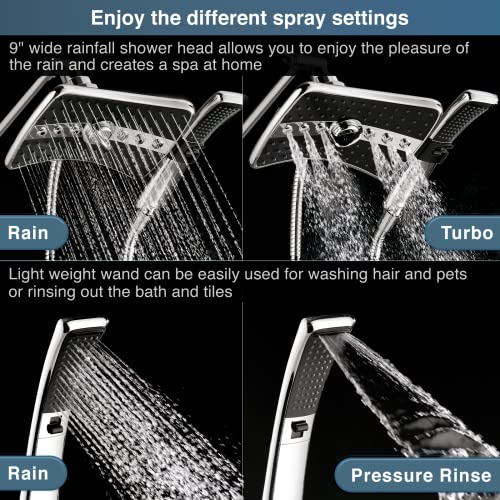 BRIGHT SHOWERS Chrome Dual Shower Head Combo with 2.5 GPM & 60-Inch Hose