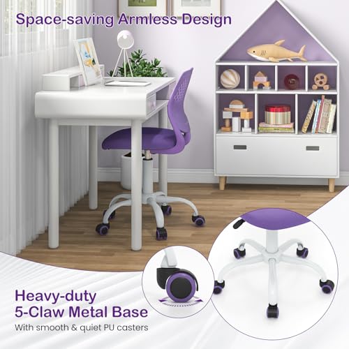 Kids Ergonomic Adjustable Study Chair with Lumbar Support and Swivel Wheels