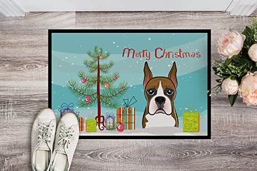 Caroline's Treasures Christmas Tree and Boxer Doormat 24x36 Indoor Outdoor Rug