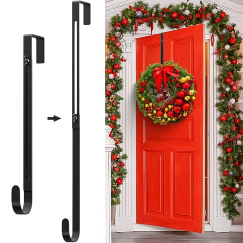 Adjustable Metal Wreath Hanger for Front Door, 12-20" Heavy Duty Door Hook