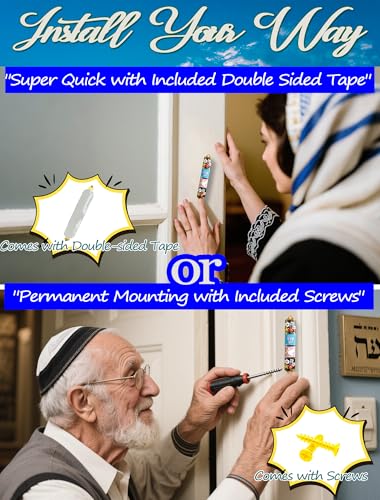 Enamel Mezuzah Case with Scroll - Dove and Olive Branch Design, 3.8 Inch