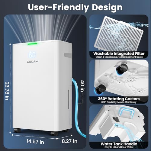 80 Pint Dehumidifier for Basement and Large Rooms with Drain Hose
