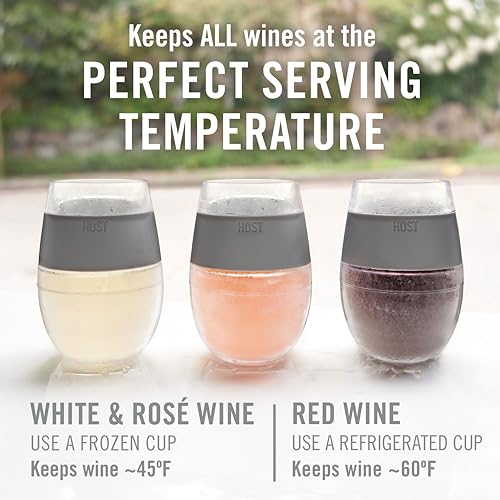 Insulated Stemless Wine Cooling Glasses - 8.5 oz Freezable Cups, Set of 2