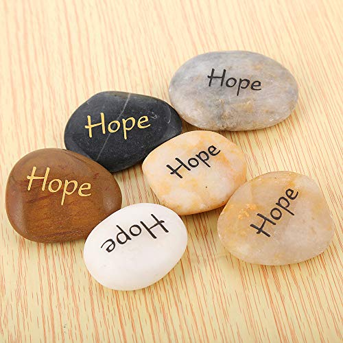 12-Piece Hope Engraved Natural River Stones - Inspirational Palm Stones