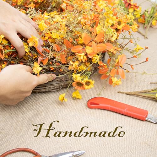 22-Inch Boho Farmhouse Fall Wreath with Wildflowers for Front Door