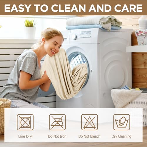 Sofa and Loveseat Covers Set - Cream, Stretchy Polyester & Spandex, Non-Slip, Machine Washable
