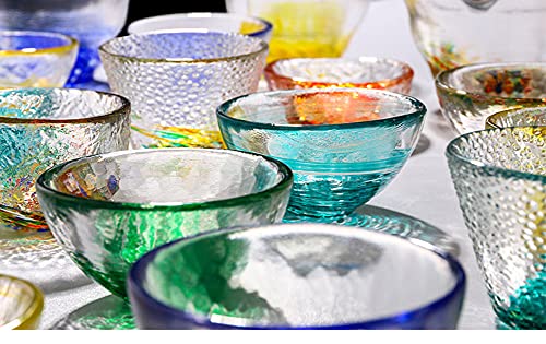 Mozacona 4pcs Colorful Glass Sake Cups Set 70ML Small Wine & Tea Cups - Red, Blue, Yellow, Orange