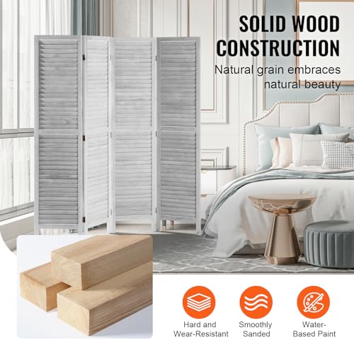 Wood Room Divider 4-Panel Folding Privacy Screen for Home & Office, 66.9 Inches Tall