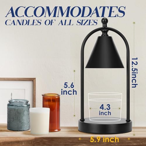 Dimmable Candle Warmer Lamp with Timer & 2 Bulbs - Black