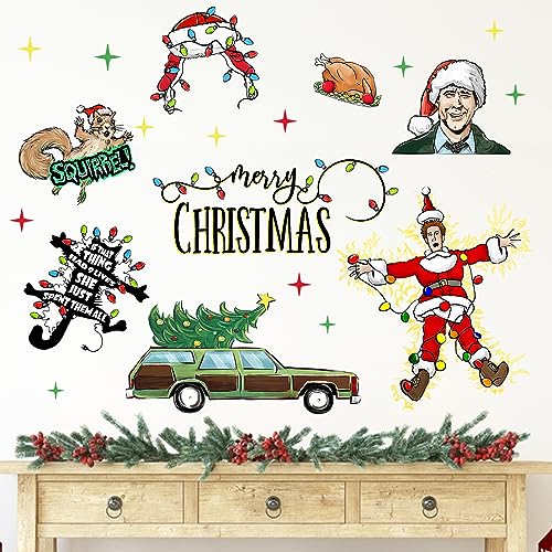 Christmas Vacation Wall Decals Set - Humorous Holiday Wall Stickers for Xmas & Winter Decor