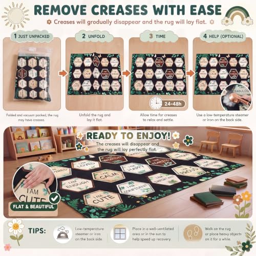 7.5x5 ft Eucalyptus Classroom Rug - Non-Slip Educational Area Mat for Kids