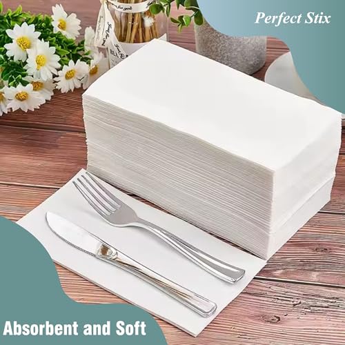 Perfect Stix Bell Marque 2-Ply White Dinner Napkins 1/8 Fold Pack of 300