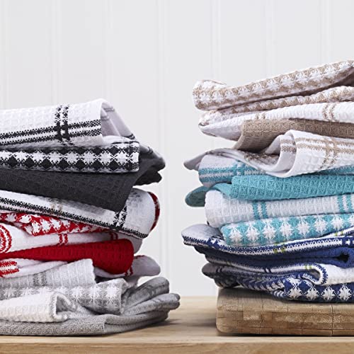 100% Cotton Waffle Dish Cloths 12x13 Inch - Absorbent Kitchen Towels (4-Pack)