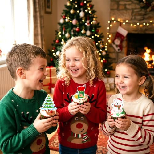 60pcs Christmas Cupcake Toppers for Holiday Baking Decorations