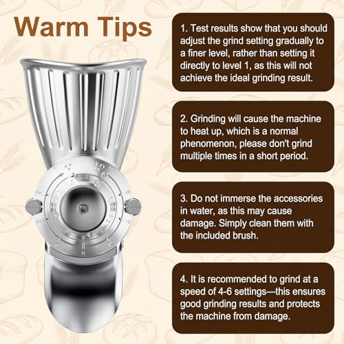 Grain Mill Attachment for Stand Mixers, Metal Flour Mill with 9 Grind Levels