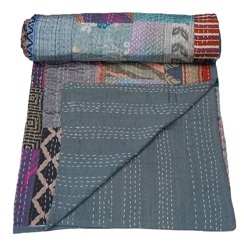 Handmade Cotton Kantha Quilt - Patchwork Baby Blanket (40"x 60")