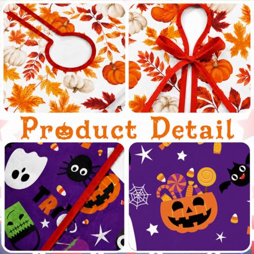 15-Inch Mini Fall & Halloween Tree Skirt - Reversible Double-Sided Mat