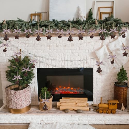 Classic 82 Pcs Rusty Metal Bells Christmas Kit with Jute Twine & Stars