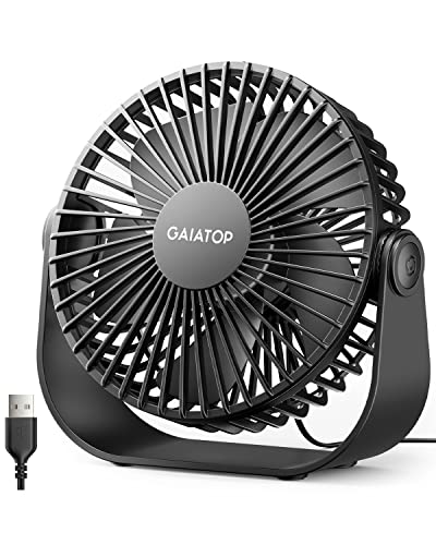 USB Desk Fan 3-Speed Quiet Portable Personal Table Fan for Office