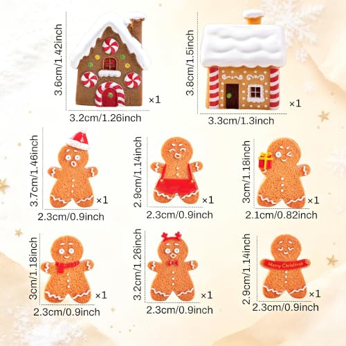 Gingerbread Man Ornament Kit – 6 Mini Figures & 2 House Models for Christmas DIY