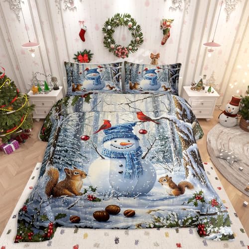 Feelyou Cute Christmas Snowman Kids Bedding Set King