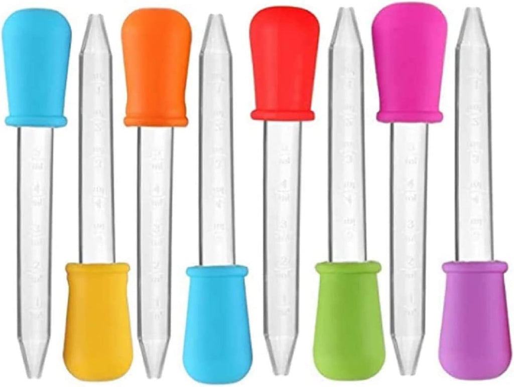 Yiasangly Liquid Droppers - Clear Silicone & Plastic Pipettes with Bulb Tip for Kids | 5ml, 8 Pack