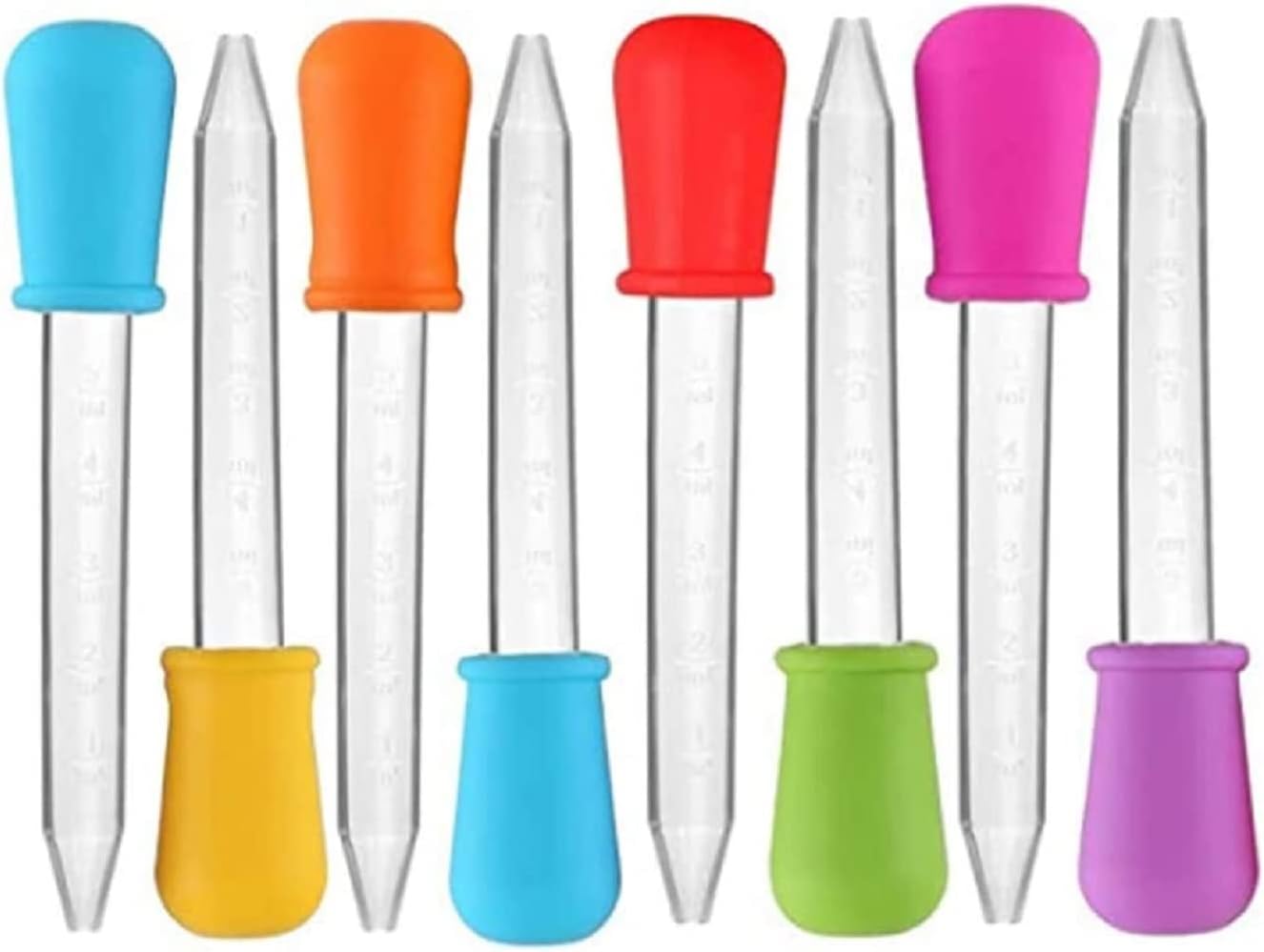 Yiasangly Liquid Droppers - Clear Silicone & Plastic Pipettes with Bulb Tip for Kids | 5ml, 8 Pack