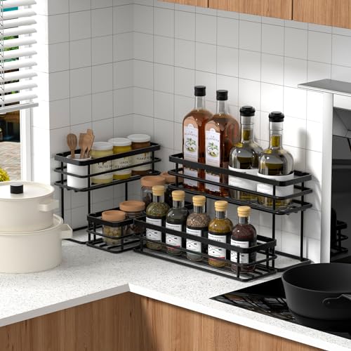 2-Tier Coffee Syrup Organizer Rack for 8 Bottles, Countertop Syrup Stand