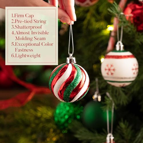 30-Piece Christmas Ornament Set - 2.36 Inch Shatterproof Hanging Tree Balls