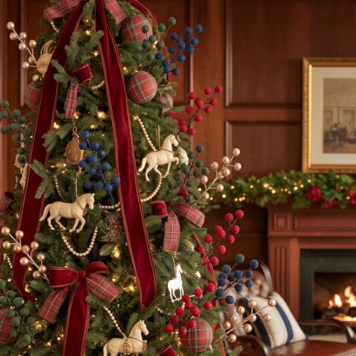 Artificial Christmas Berry Stems – 8 Inch Holiday Faux Berries Pack of 18