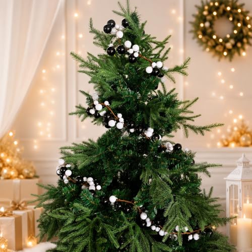 LFUTARI 9ft Black White Christmas Ball Garland - Gothic Xmas Tree Decor