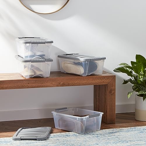 12-Quart Plastic Storage Containers with Latching Lids Set of 6