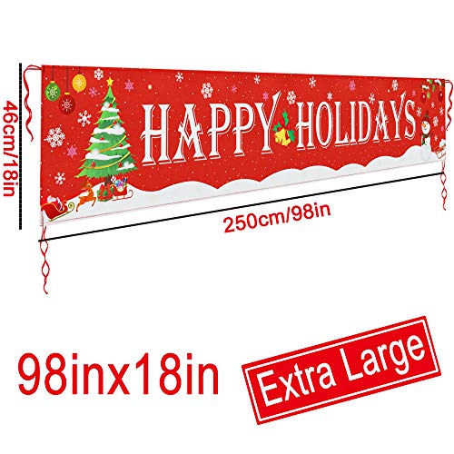 Happy Holidays Banner 8.2ft x 1.5ft Red Christmas Party Banner